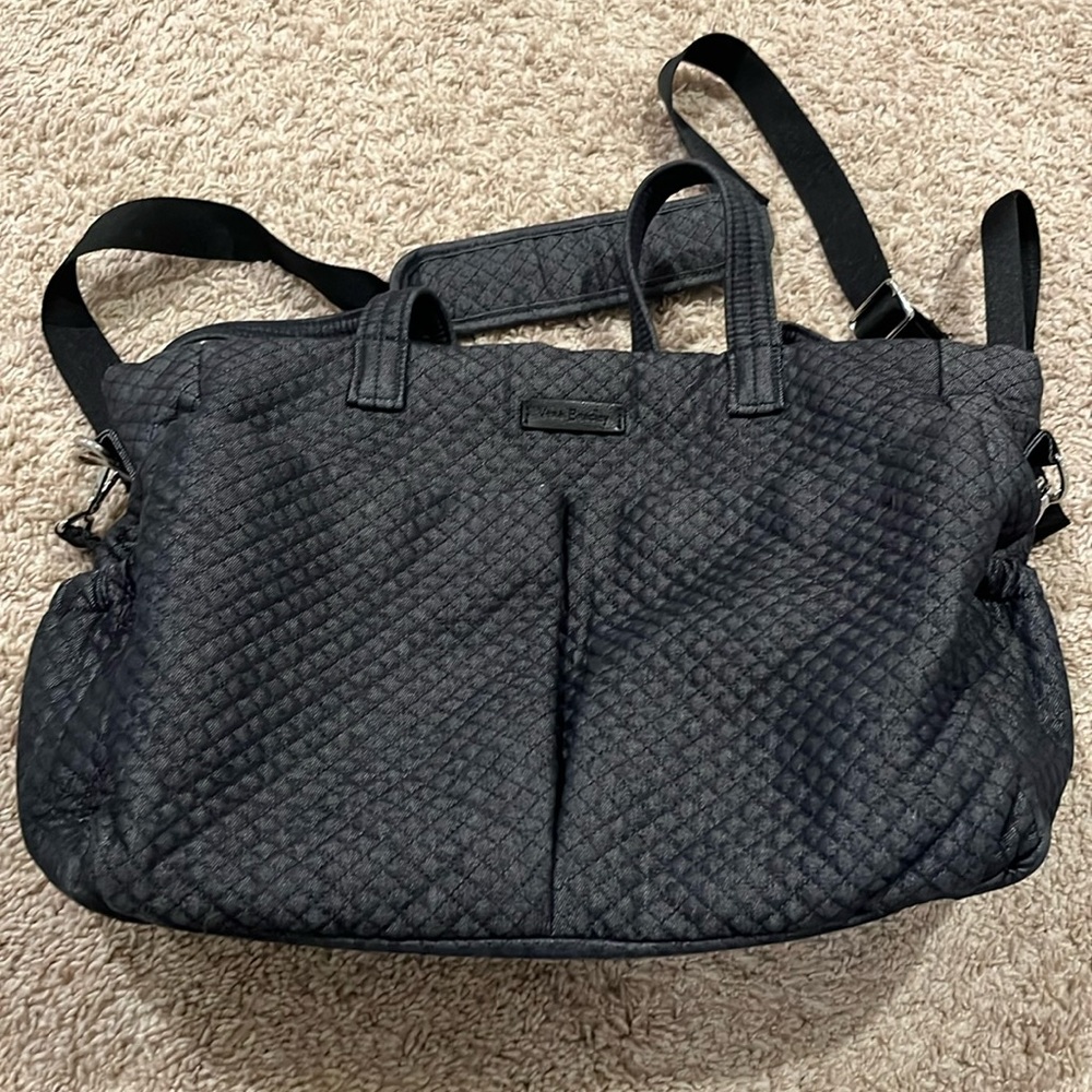 Vera Bradley diaper bag interior/exterior pockets, changing pad. Denim navy. EUC